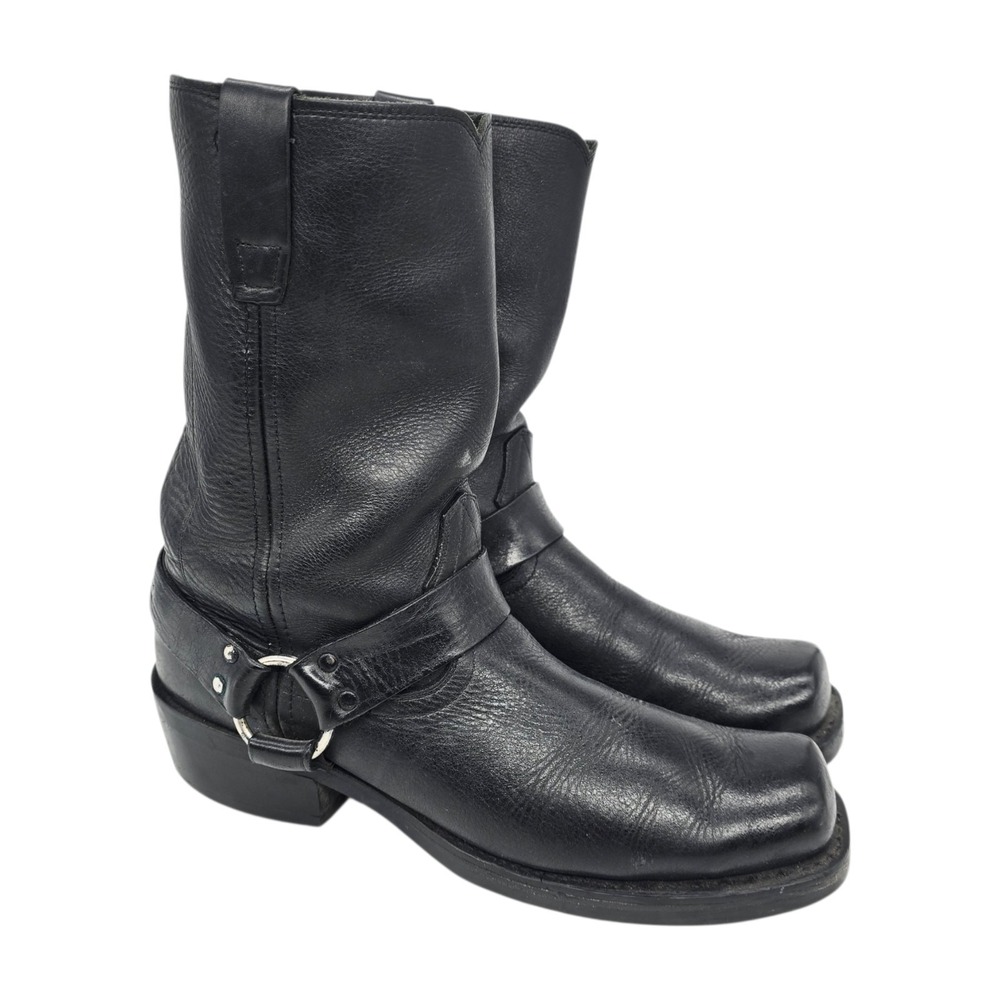 Durango Black Leather Harness Cowboy Boots